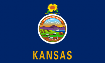 State Flag of Kansas. Image is on a page about things to do in Kansas