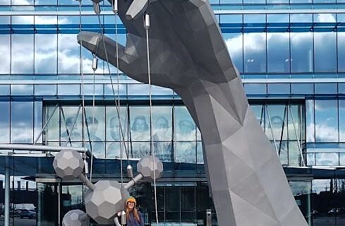 Eastman Chemical hand holding molecules Johnson City Tennessee roadside attraction