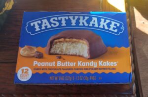 Homemade Kandy Kakes attempt showing chocolate covered peanut butter cake bars