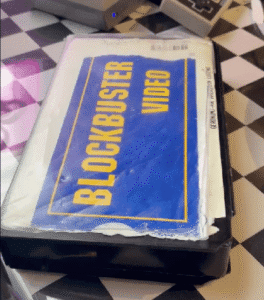 Blockbuster VCR tape case used as a vessel for the check at Flashback Pizza in Rogers, Arkansas