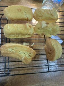 First batch of copycat Hostess Zingers stuck in pan and broken apart