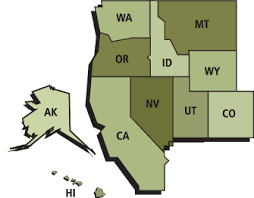 West region map with labeled states