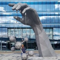 Eastman Chemical hand holding molecules Johnson City Tennessee roadside attraction