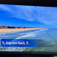 Screenshot from Tanked Season 7 Episode 6 showing St. Augustine Beach Florida on screen during the Salt Life Food Shack aquarium build episode