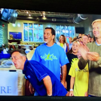 Screenshot from Tanked Season 7 Episode 6 showing the Salt Life Food Shack owners reacting to the completed ATM aquarium reveal in St. Augustine Beach Florida