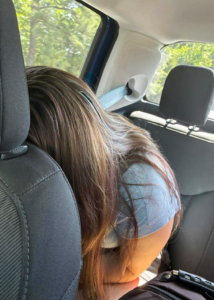 CarriAnna getting ready for a day at Kings Dominion