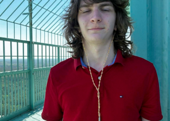 Mason on the Kings Dominion Eiffel Tower observation deck