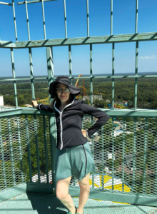 Nancy on the Kings Dominion Eiffel Tower observation deck